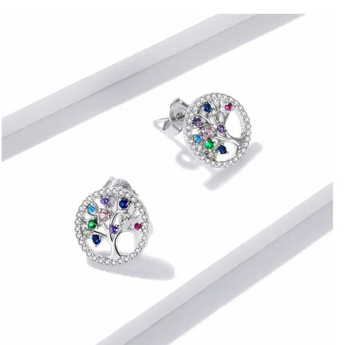 Colorful Tree 925 Silver Earring - Multi Color