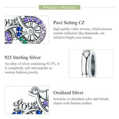 Crystal Bicycle 925 Silver Charm - Multi Color