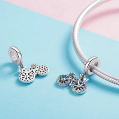 Crystal Bicycle 925 Silver Charm - Multi Color