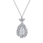 Crystal Drop- 925 Sterling Silver Necklace - Transparent