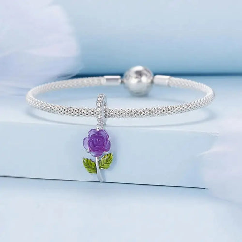 Crystal Rose 925 Silver Charm - Multi Color