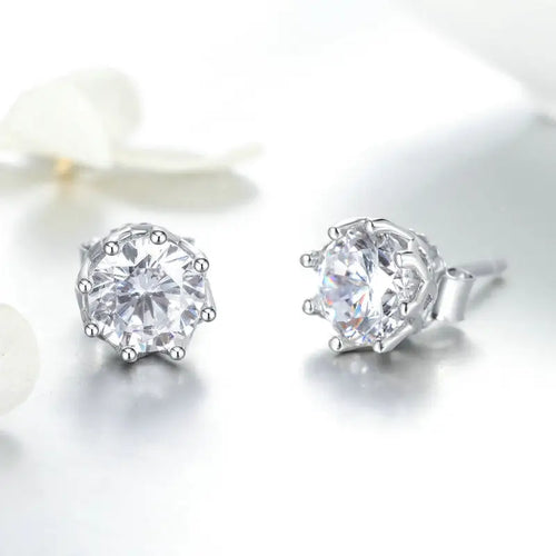 Cubic Zircon 925 Silver Earrings - Transparent