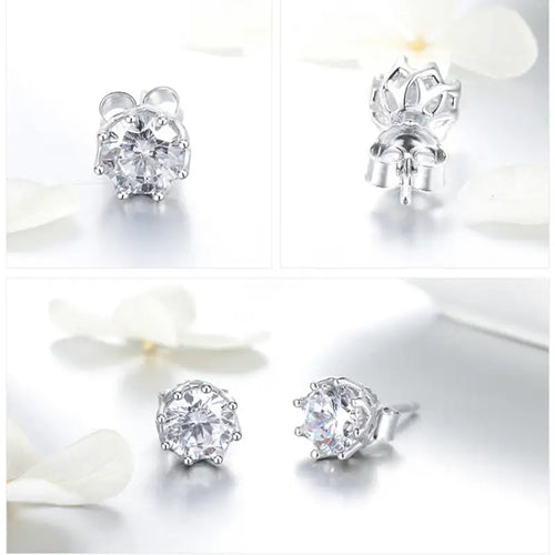 Cubic Zircon 925 Silver Earrings - Transparent