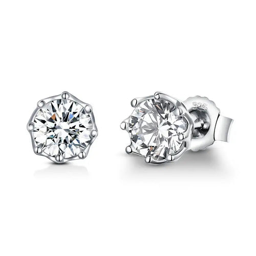 Cubic Zircon 925 Silver Earrings - Transparent
