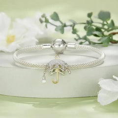 Cute Umbrella 925 Silver Charm - Transparent