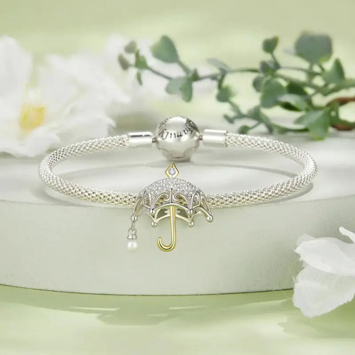 Cute Umbrella 925 Silver Charm - Transparent
