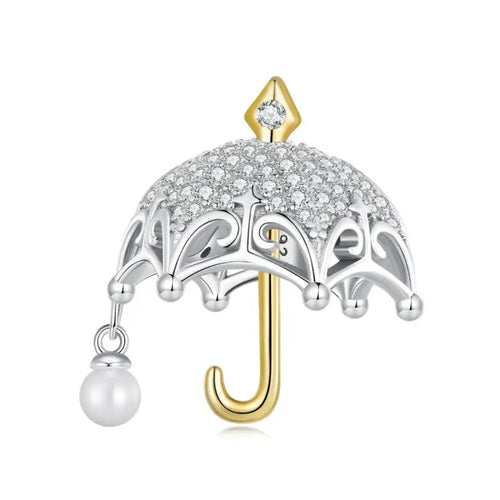 Cute Umbrella 925 Silver Charm - Transparent