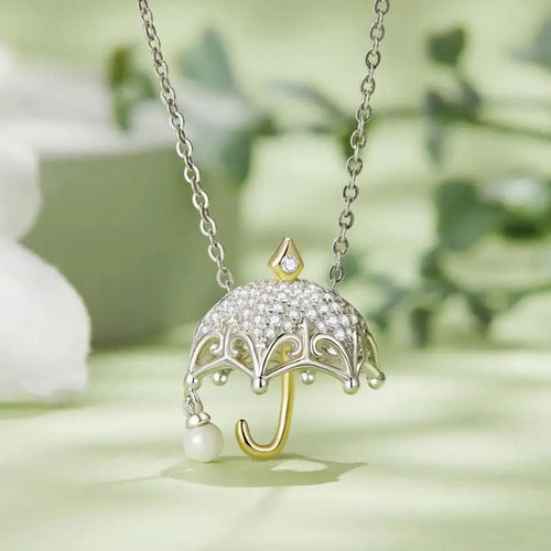 Cute Umbrella 925 Silver Charm - Transparent