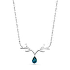 Deer Antlers 925 Silver Necklace - Blue - NECKLACES