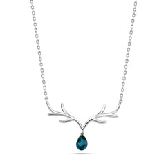 Deer Antlers 925 Silver Necklace - Blue - NECKLACES