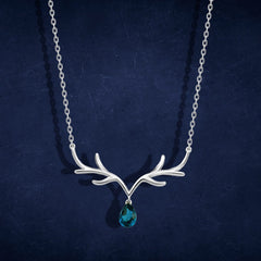 Deer Antlers 925 Silver Necklace - Blue - NECKLACES