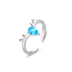Deer Antlers 925 Silver Ring - Light-Blue
