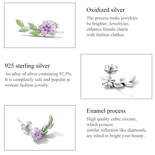 Delicate Flower 925 Silver Earrings