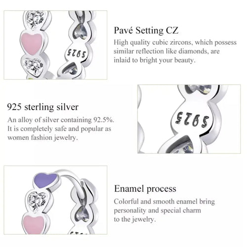 Delicate Hearts 925 Silver Earrings - Transparent
