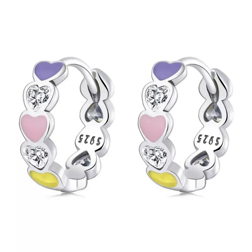 Delicate Hearts 925 Silver Earrings - Transparent
