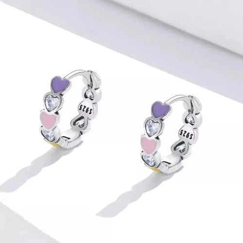 Delicate Hearts 925 Silver Earrings - Transparent