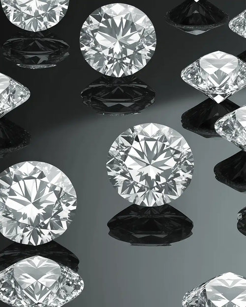 Sparkling diamonds with dark reflections.