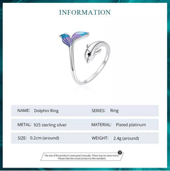 Dolphin 925 Silver Ring - Multi Color - Rings