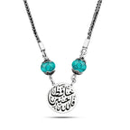 Double-Faced 925 Silver Arabic Necklace with Turquoise Stone - Turquoise