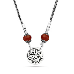 Double-Faced 925 Silver Women Necklace Crowned with an Agate Stone, Egyptian Handmade - fathyibrahim