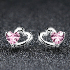 Double Heart 925 Silver Earring - fathyibrahim