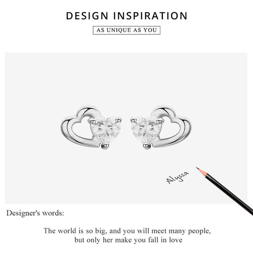Double Heart 925 Silver Earring - fathyibrahim