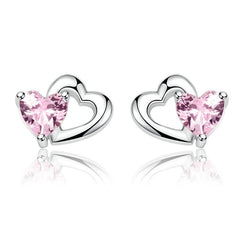 Double Heart 925 Silver Earring - fathyibrahim