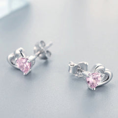 Double Heart 925 Silver Earring - fathyibrahim