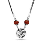 Double-sided Arabic necklace with Agate Stone - 925 silver - Brown