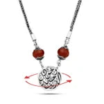 Double-sided Arabic necklace with Agate Stone - 925 silver - Brown