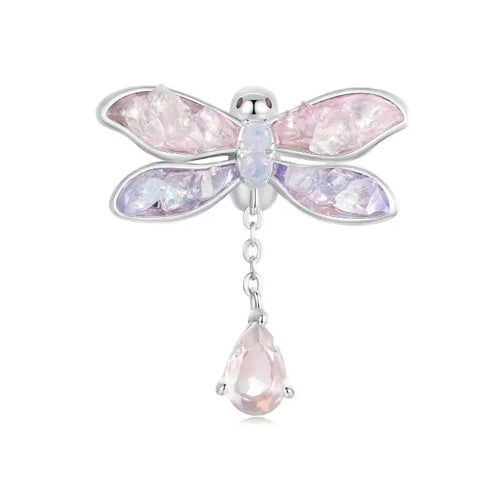 Dragonfly Charm - 925 Sterling Silver - Multi Color