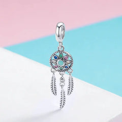 Dream Catcher 925 Silver Charm - Multi Color