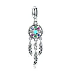 Dream Catcher 925 Silver Charm - Multi Color