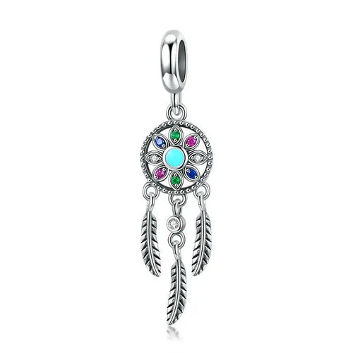 Dream Catcher 925 Silver Charm - Multi Color