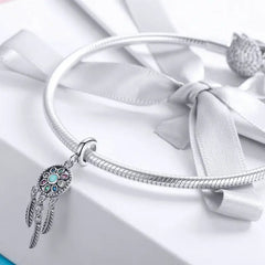 Dream Catcher 925 Silver Charm - Multi Color