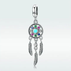 Dream Catcher 925 Silver Charm - Multi Color