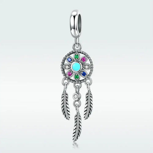 Dream Catcher 925 Silver Charm - Multi Color