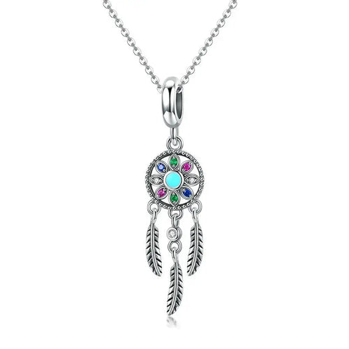 Dream Catcher 925 Silver Charm - Multi Color