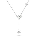 Drop Crescent and Stars 925 Silver Necklace - Multi Color - NECKLACES