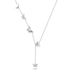 Drop with Butterflies 925 Silver Necklace - NECKLACES