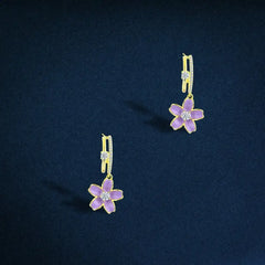 Earring With a beautiful flower design 925 Sterling Silver - Yellow