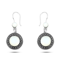 925 Egyptian Silver Earring Crowned with a Pearl Stone - fathyibrahim