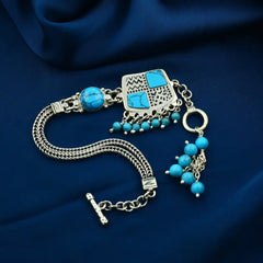 Egyptian women’s silver bracelet with Turquoise stone - 925 sterling silver - Turquoise