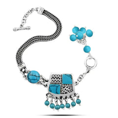 Egyptian women’s silver bracelet with Turquoise stone - 925 sterling silver - Turquoise