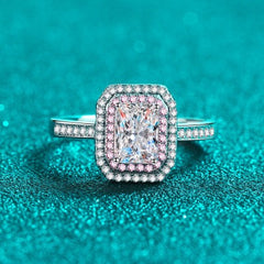 Emerald-Cut Moissanite 925 Silver Ring - fathyibrahim