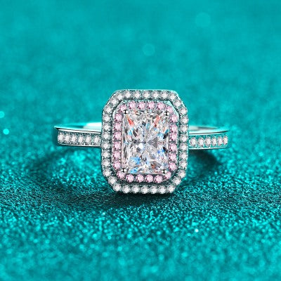 Emerald-Cut Moissanite 925 Silver Ring - fathyibrahim