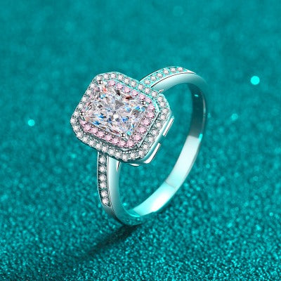Emerald-Cut Moissanite 925 Silver Ring - fathyibrahim
