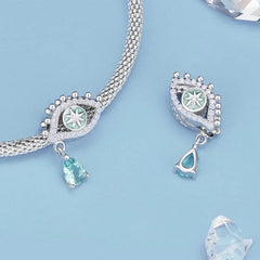 Eye Charm - 925 Sterling Silver - Green