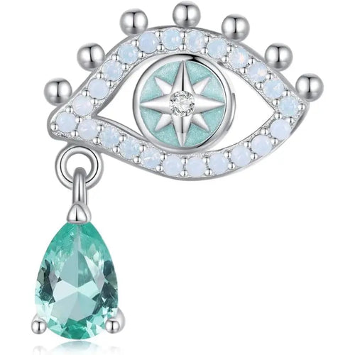 Eye Charm - 925 Sterling Silver - Green