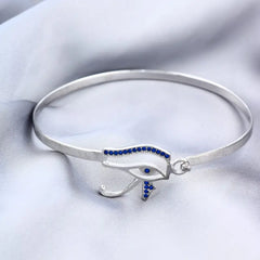 Eye of Horus 925 Egyptian Silver Bangle - Blue - Blue - Bangels